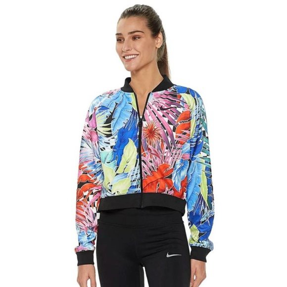 New 8 Nike Floral Tropical Print Bomber 